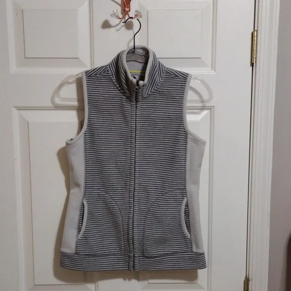 Old Navy Gray Striped Full Zip Vest Women's XS - Picture 3 of 6
